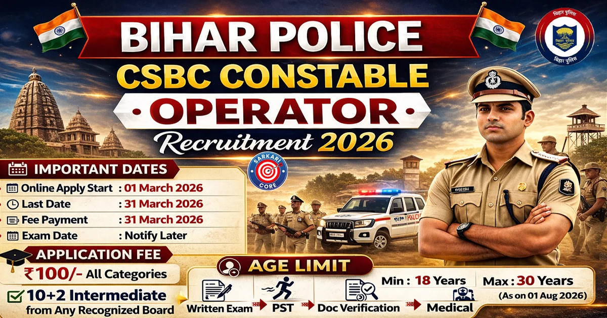 Bihar Police CSBC Constable Operator Recruitment 2026