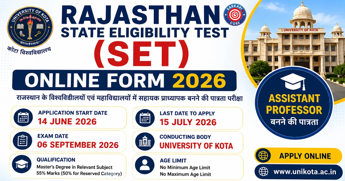 Rajasthan State Eligibility Test SET Online Form 2026