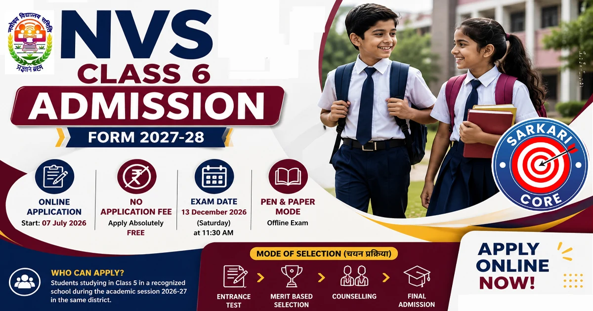 NVS Class 6 Admission Form 2027-28