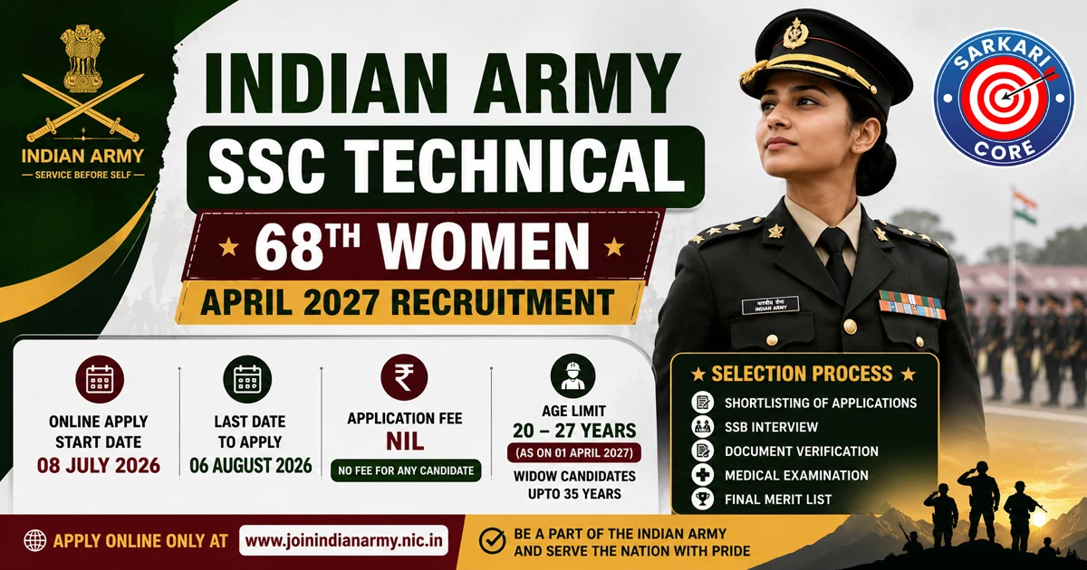 Indian Army SSC Technical 68th Women April 2027 Recruitment 2026