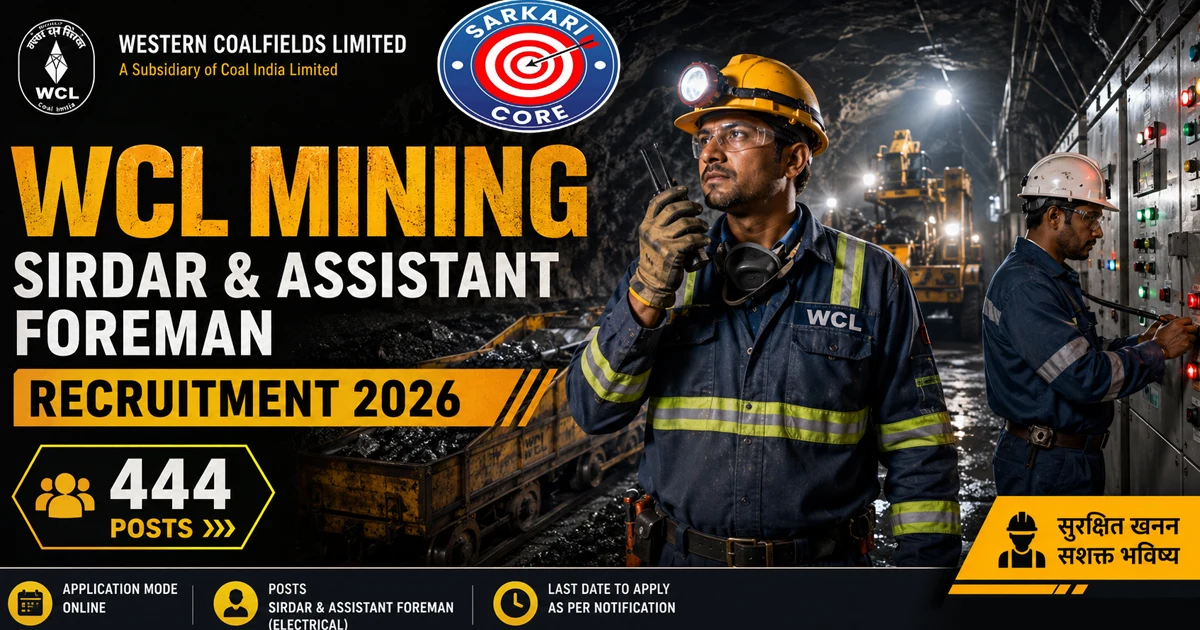 WCL Mining Sirdar & Assistant Foreman Recruitment 2026